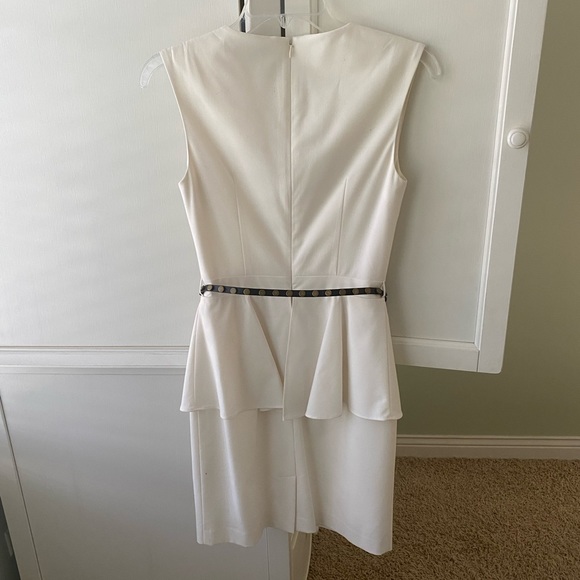 white peplum dress with belt - Picture 6 of 14